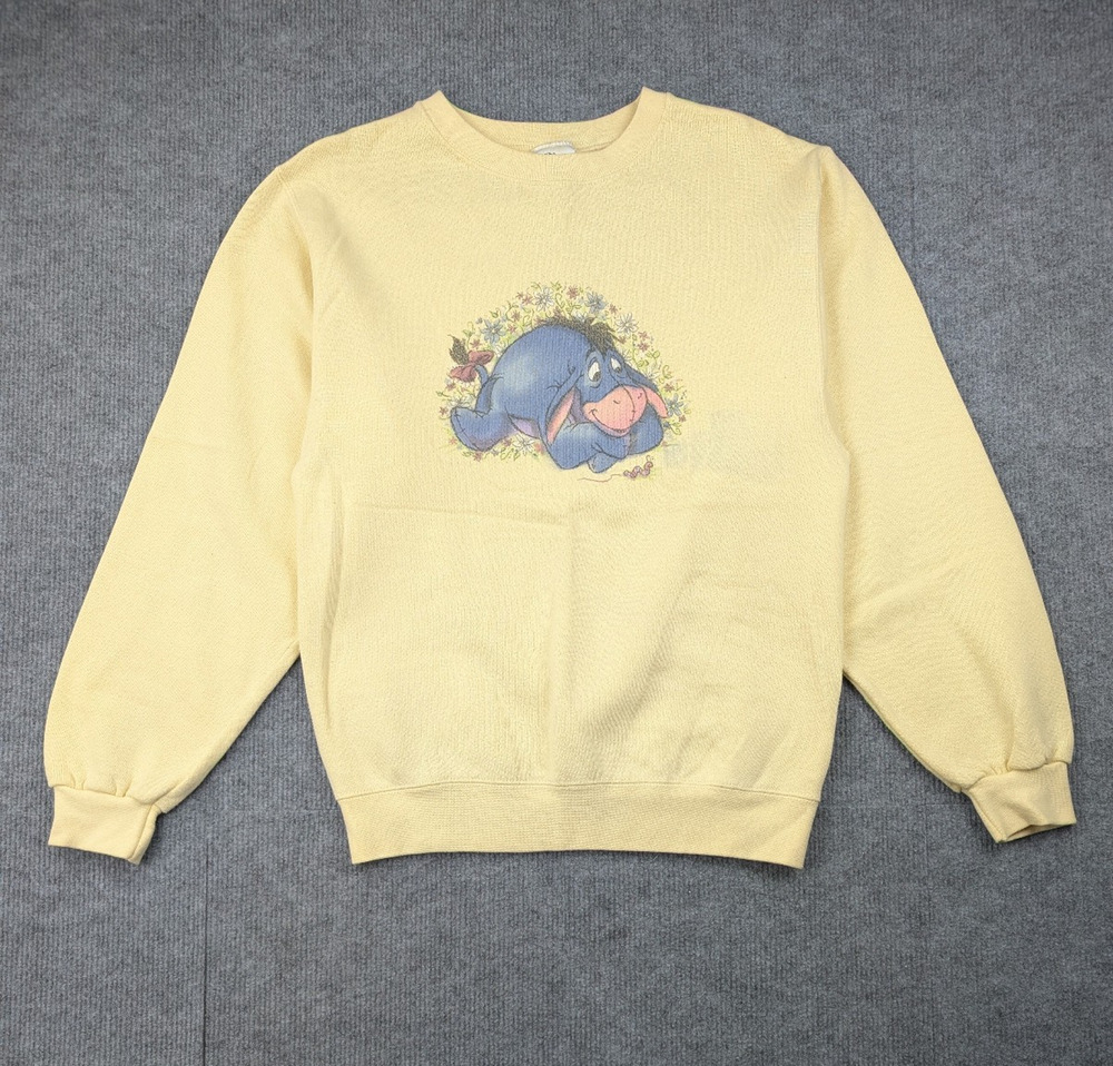 Vintage Disney Store Eeyore Sweatshirt Women Small Garden Yellow Grandma Novelty